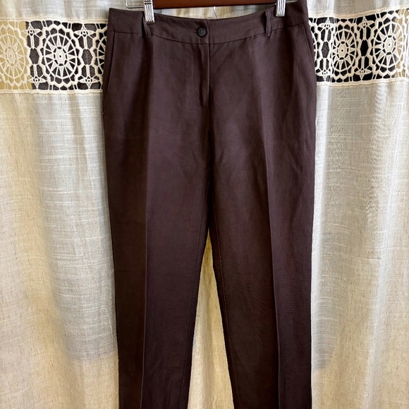 Charter Club Allison Fit Woman’s 100% Linen Lined Pant Brown Size 4 - Picture 1 of 5